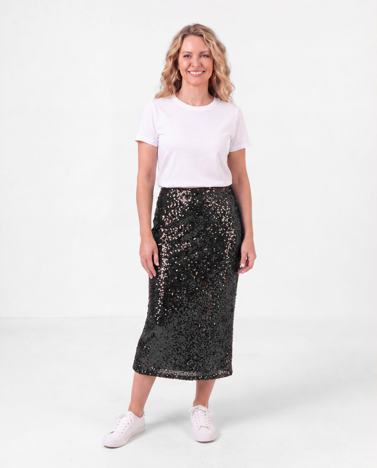 Fully Lined Black Sequin Skirt