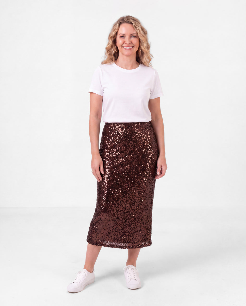 Fully Lined Brown Sequin Skirt