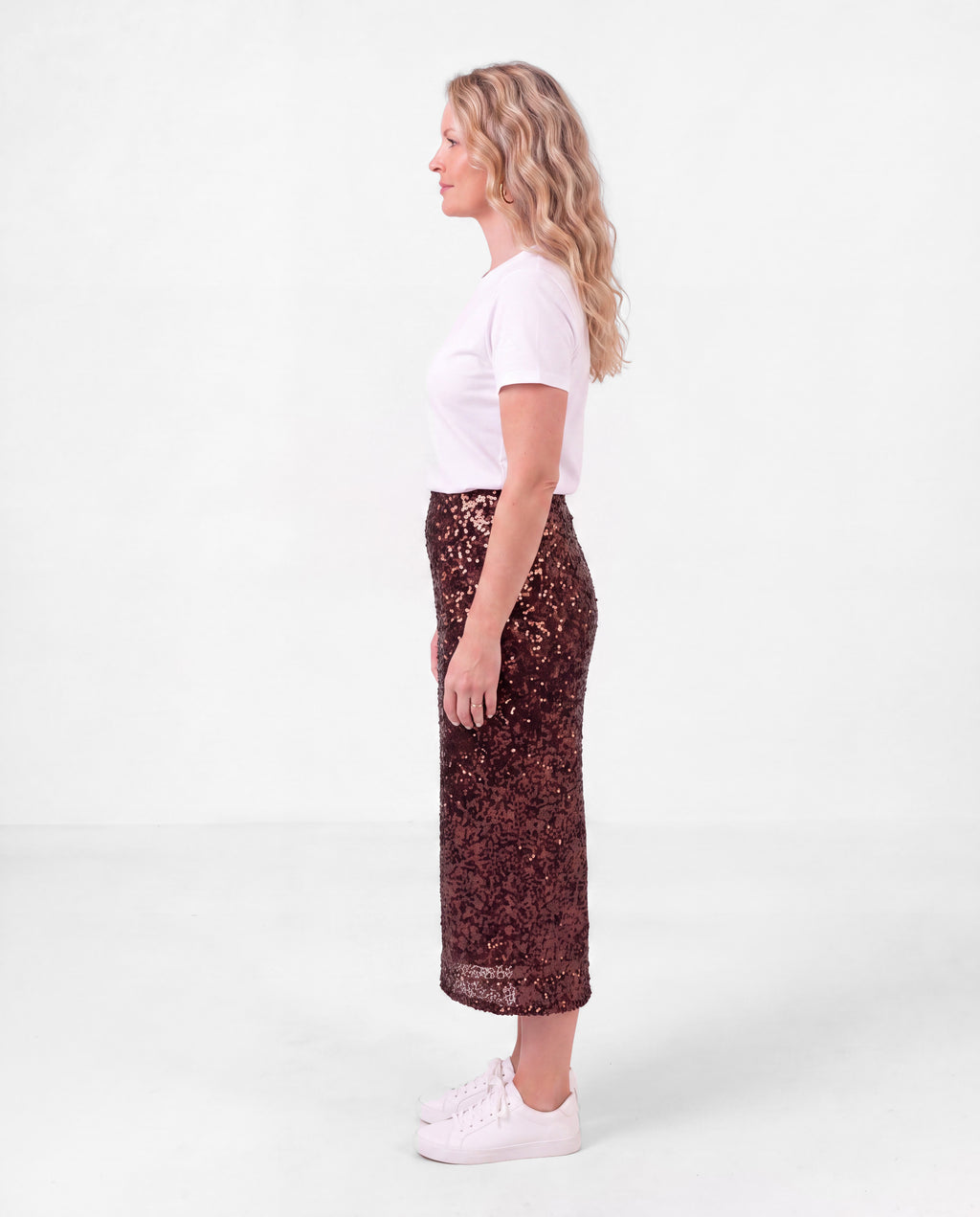 Fully Lined Brown Sequin Skirt