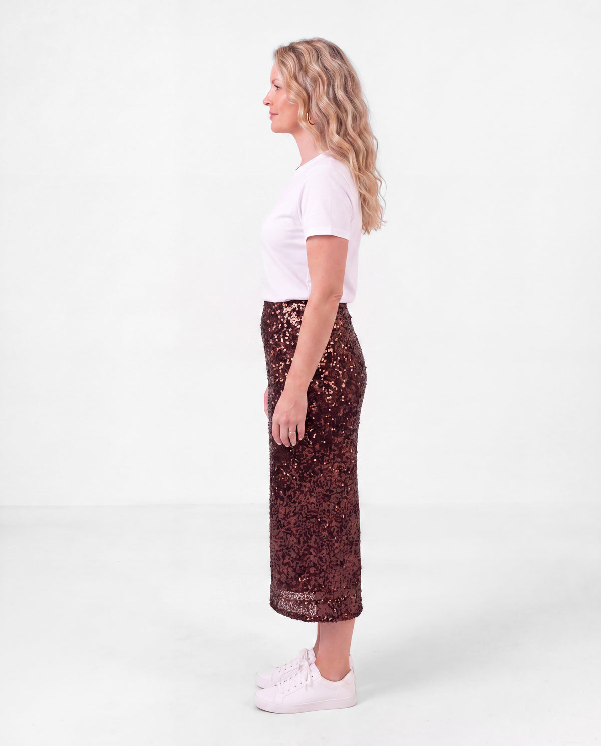 Fully Lined Brown Sequin Skirt