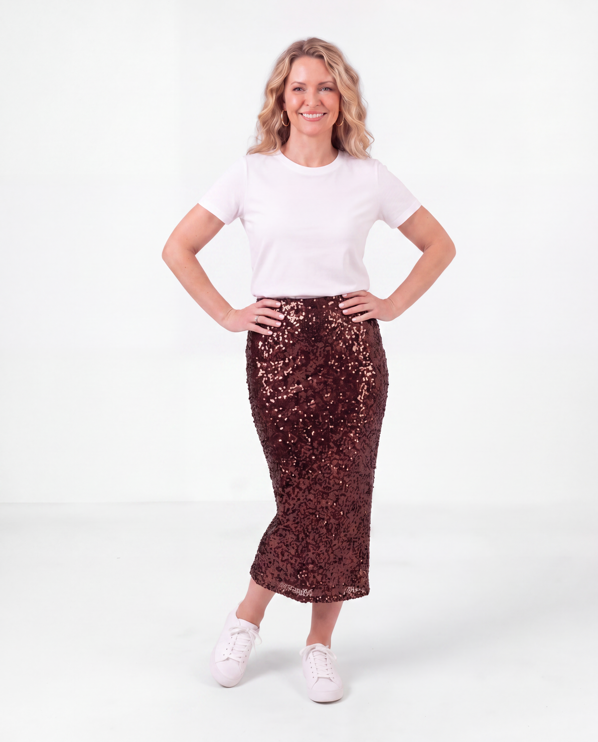 Fully Lined Brown Sequin Skirt