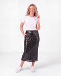 Fully Lined Black Sequin Skirt