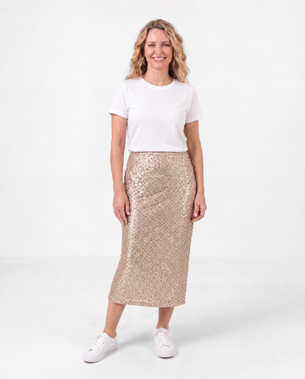 Nude Sequinned Skirt
