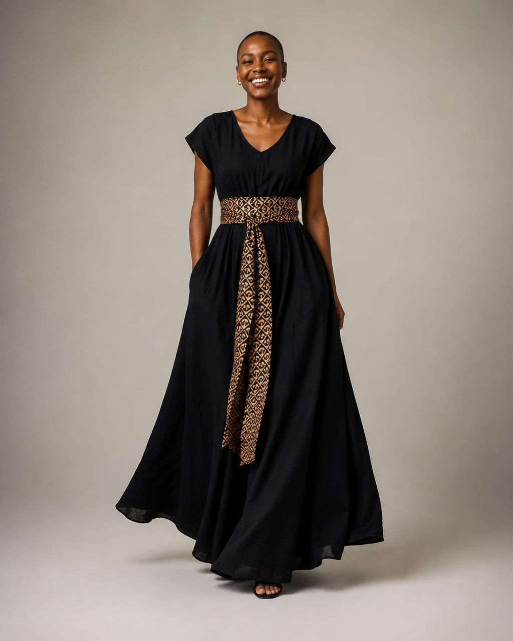 Black Airflow Maxi Dress with Pockets