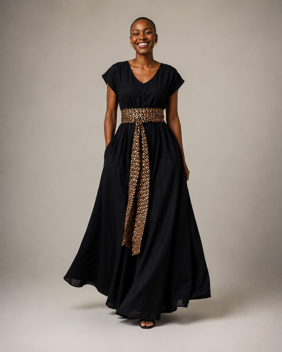 Black Airflow Maxi Dress with Pockets